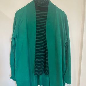 Talbots merino wool green cardigan Sz XL
